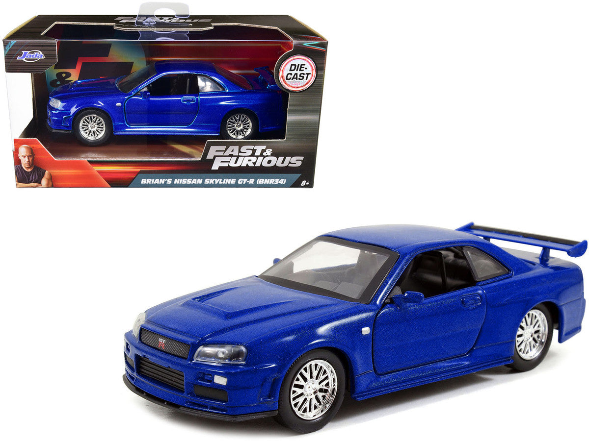 Brian's Nissan Skyline GT-R R34 Blue "Fast & Furious" Movie 1/32 Diecast Car Model by Jada-0