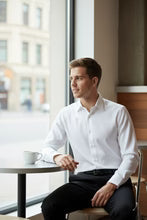 "Jamison" White Twill Spread Collar Dress Shirt-3