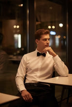 "Jamison" White Twill Spread Collar Dress Shirt Tux-USA