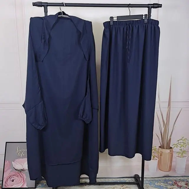 Women's 2-Piece Jilbab Set: Muslim Prayer Garment with Long Khimar and Niqab - Ramadan Abaya Dress
