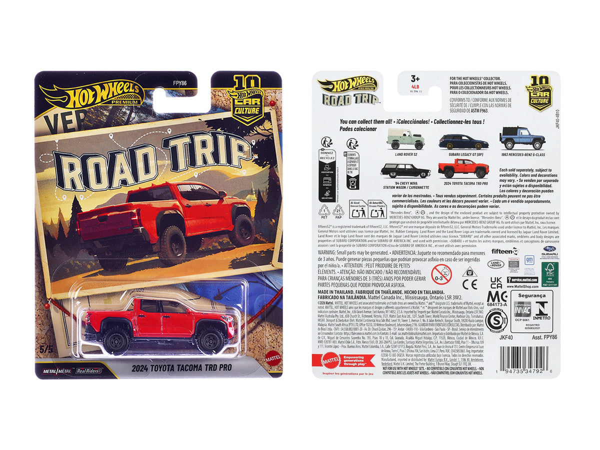 2024 Toyota Tacoma TRD PRO Pickup Truck Red "Road Trip" Series Diecast Model Car by Hot Wheels Hotwheels