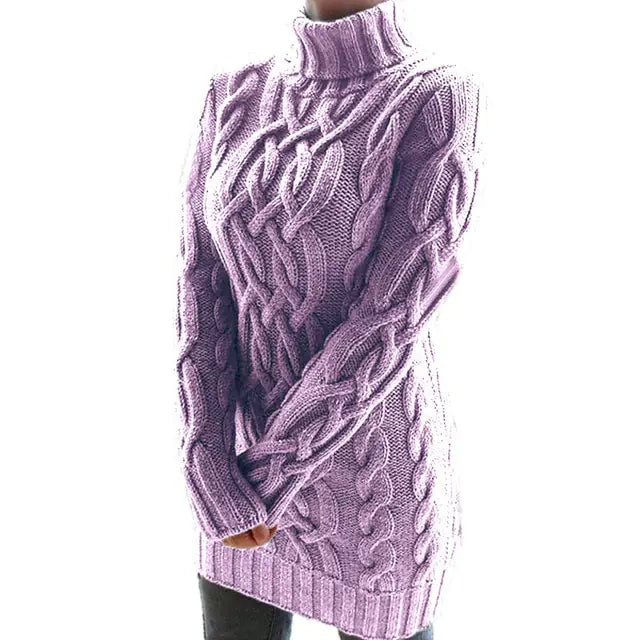 Turtleneck Twist Knitted Sweater Dress