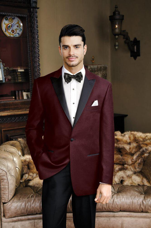 "Liam" Merlot Velvet Jacket Peak (Separates) Tux-USA