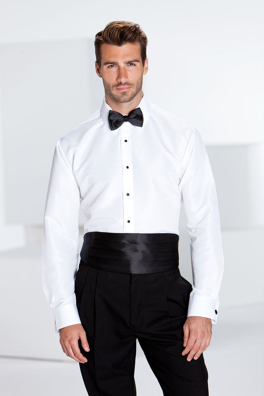 "Lido" White Laydown Tuxedo Slim Fit Shirt Tux-USA