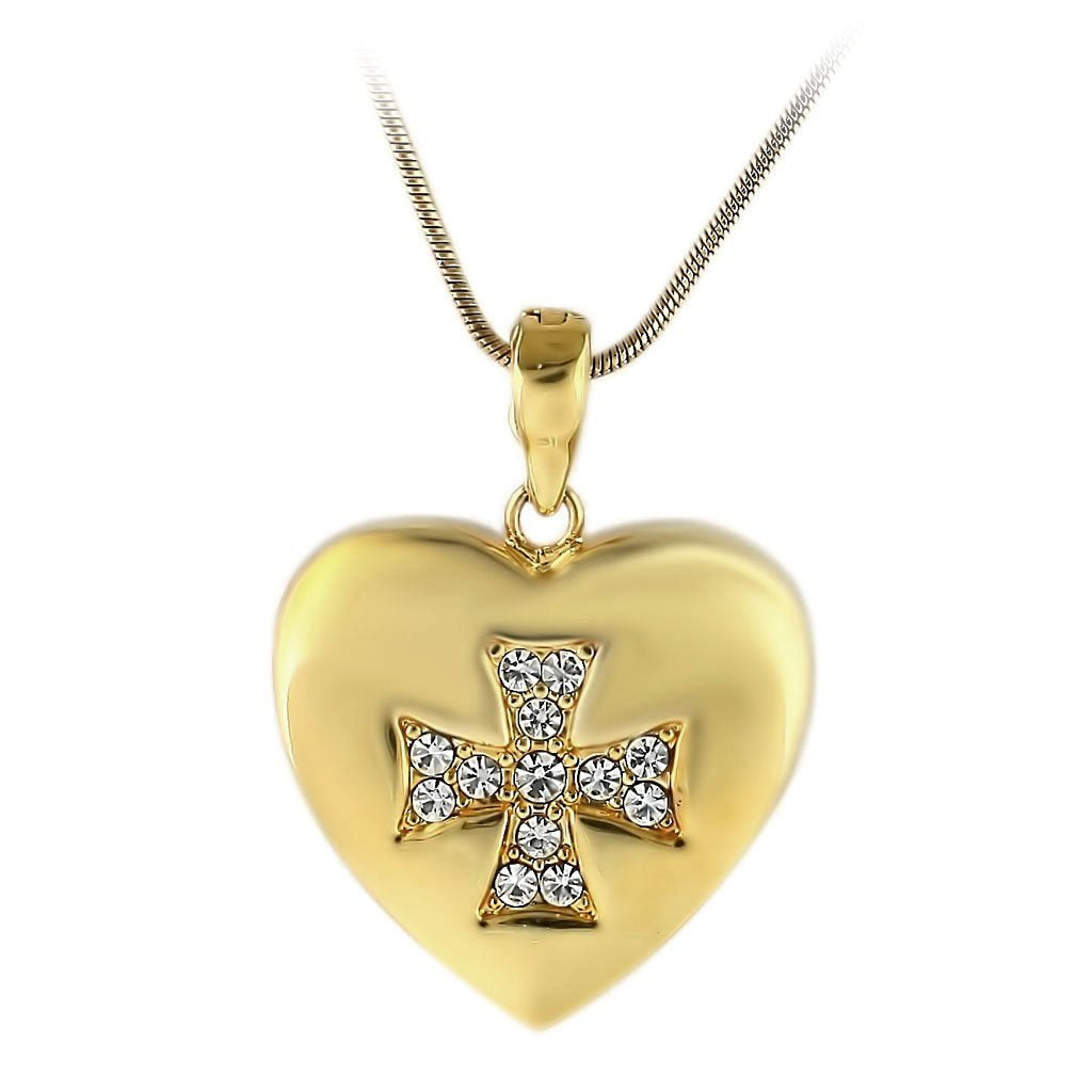 LO1183 - Gold Brass Pendant with Top Grade Crystal  in Clear-0