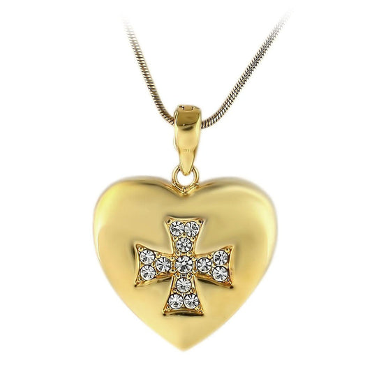 LO1183 - Gold Brass Pendant with Top Grade Crystal  in Clear-0