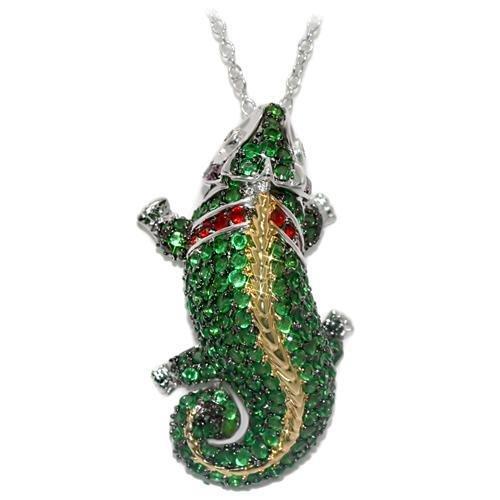 LO1568 - Rhodium+Gold+ Ruthenium Brass Chain Pendant with AAA Grade CZ  in Multi Color Alamode