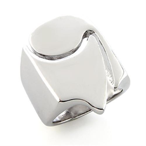 LO192 - Rhodium White Metal Ring with No Stone Alamode