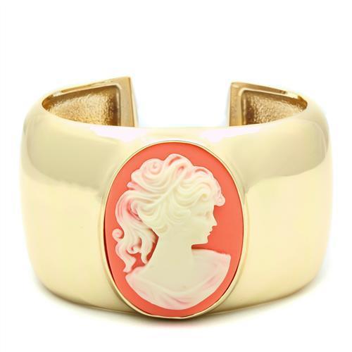 LO1964 - Gold Brass Bangle with Synthetic Synthetic Stone in Multi Color-0