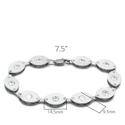 LO2011 - Matte Rhodium & Rhodium Brass Bracelet with AAA Grade CZ  in Clear-1
