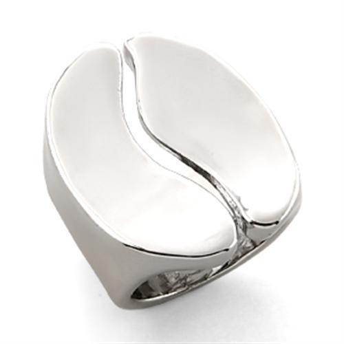 LO206 - Rhodium White Metal Ring with No Stone Alamode