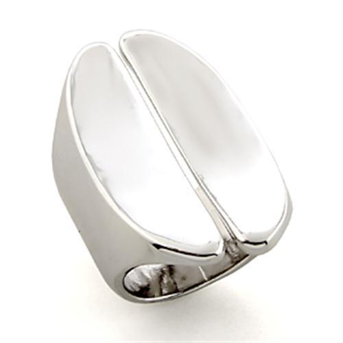 LO207 - Rhodium White Metal Ring with No Stone Alamode