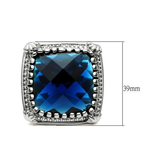 LO2089 - Rhodium Brass Ring with Synthetic Cat Eye in Montana Alamode