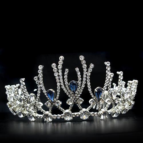 LO2107 - Imitation Rhodium Brass Tiaras & Hair Clip with Top Grade Crystal  in Montana Alamode