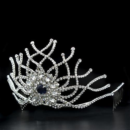 LO2111 - Imitation Rhodium Brass Tiaras & Hair Clip with Top Grade Crystal  in Montana-1