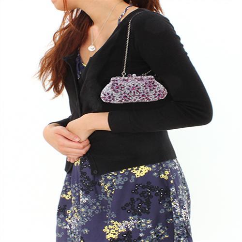 LO2376 - Imitation Rhodium White Metal Clutch with Top Grade Crystal  in Multi Color-3