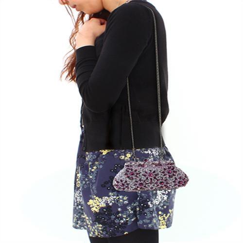LO2376 - Imitation Rhodium White Metal Clutch with Top Grade Crystal  in Multi Color-4