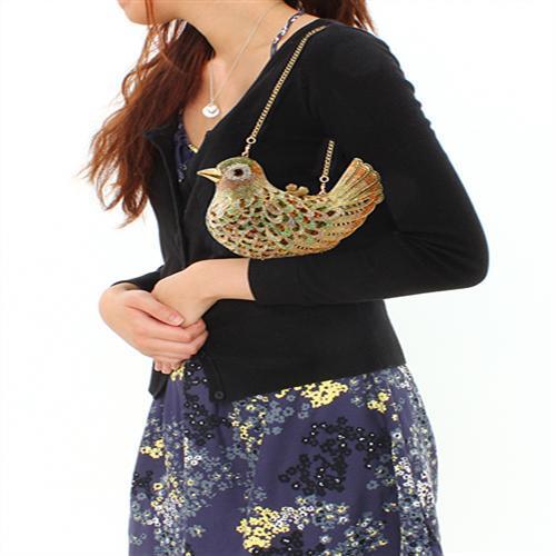 LO2378 - Gold White Metal Clutch with Top Grade Crystal  in Multi Color-3