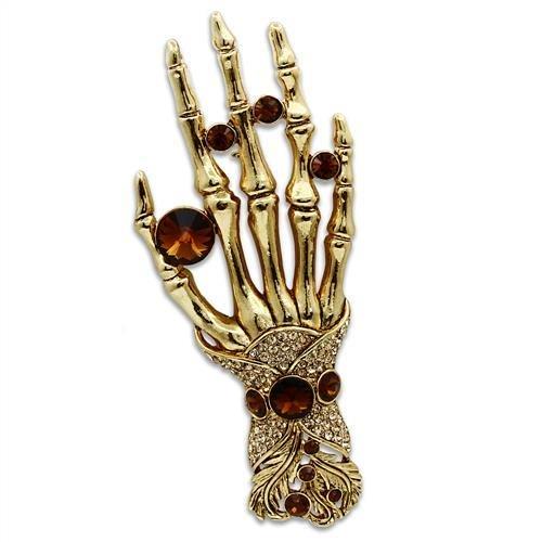 LO2418 - Gold White Metal Brooches with Top Grade Crystal  in Multi Color-0