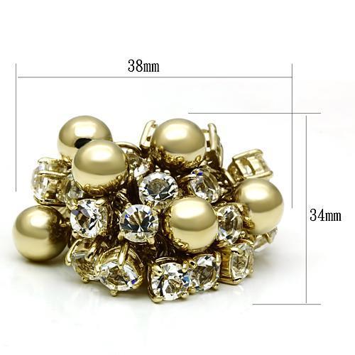 LO2520 - Gold Brass Ring with Top Grade Crystal  in Clear-1