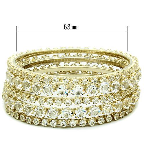 LO2617 - Gold Brass Bangle with Top Grade Crystal  in Clear Alamode