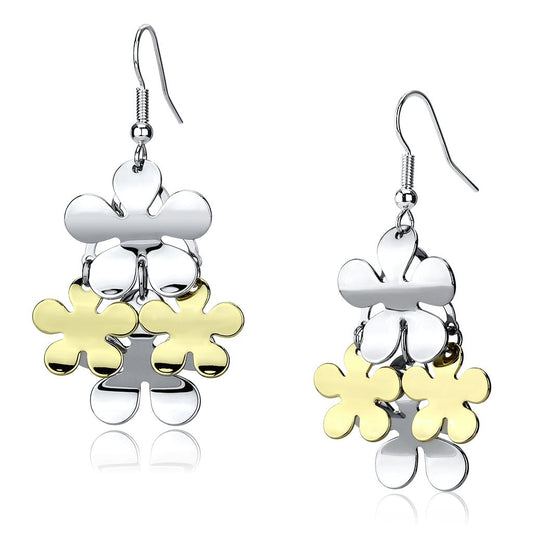 LO2686 - Gold+Rhodium Iron Earrings with No Stone-0