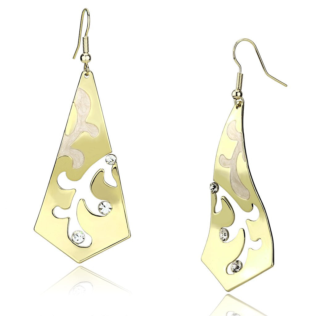 LO2710 - Gold Iron Earrings with Top Grade Crystal  in Clear-0