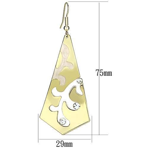 LO2710 - Gold Iron Earrings with Top Grade Crystal  in Clear-1