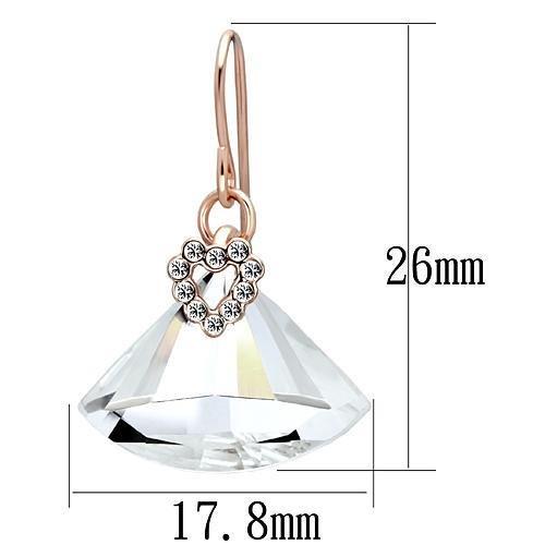 LO2755 - Rose Gold Iron Earrings with Top Grade Crystal  in Clear-1