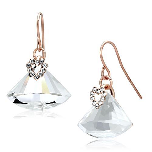 LO2755 - Rose Gold Iron Earrings with Top Grade Crystal  in Clear-0