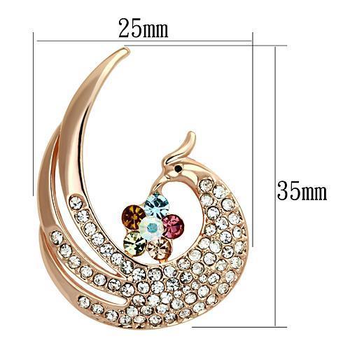 LO2774 - Flash Rose Gold White Metal Brooches with Top Grade Crystal  in Multi Color-1