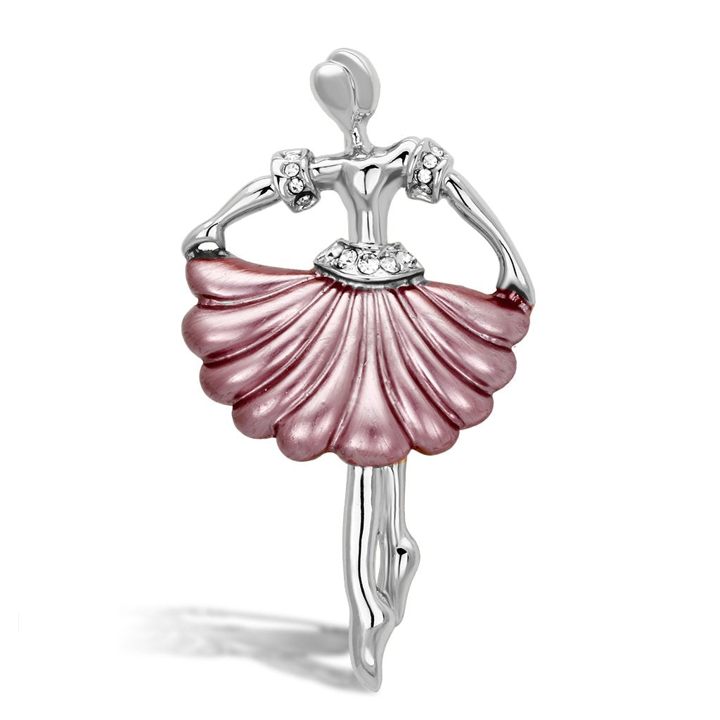LO2780 - Flash Rose Gold White Metal Brooches with Top Grade Crystal  in Clear-0