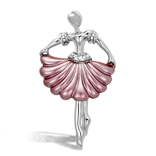 LO2780 - Flash Rose Gold White Metal Brooches with Top Grade Crystal  in Clear-0