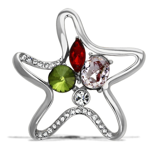 LO2912 - Imitation Rhodium White Metal Brooches with Synthetic Acrylic in Multi Color-0
