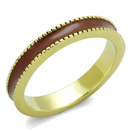 LO3551 - Gold Brass Ring with Epoxy  in Brown-0