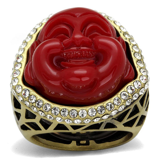 LO3883 - Antique Copper Brass Ring with Synthetic Synthetic Stone in Siam-0