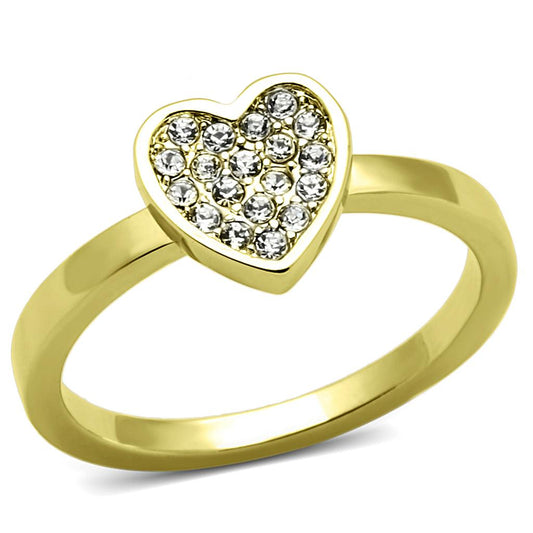 LO3983 - Flash Gold Brass Ring with Top Grade Crystal  in Clear-0