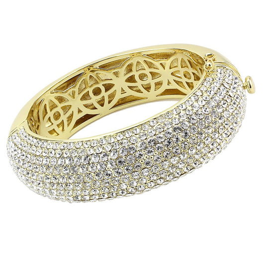 LO4301 - Flash Gold Brass Bangle with Top Grade Crystal  in Clear Alamode