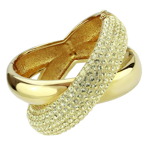 LO4321 - Gold Brass Bangle with Top Grade Crystal  in Citrine Yellow-0