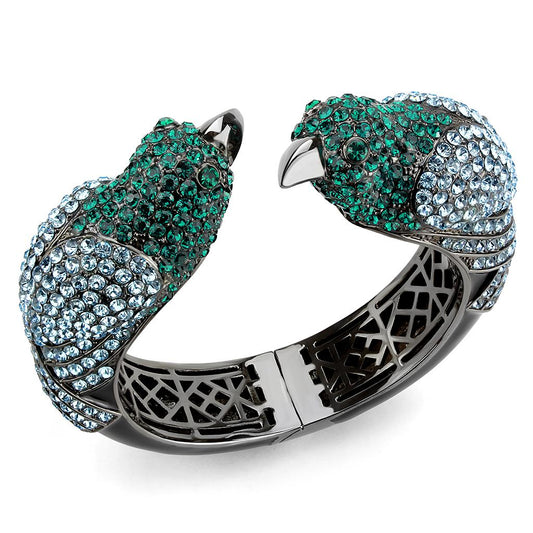 LO4332 - Ruthenium Brass Bangle with Top Grade Crystal  in Multi Color-0
