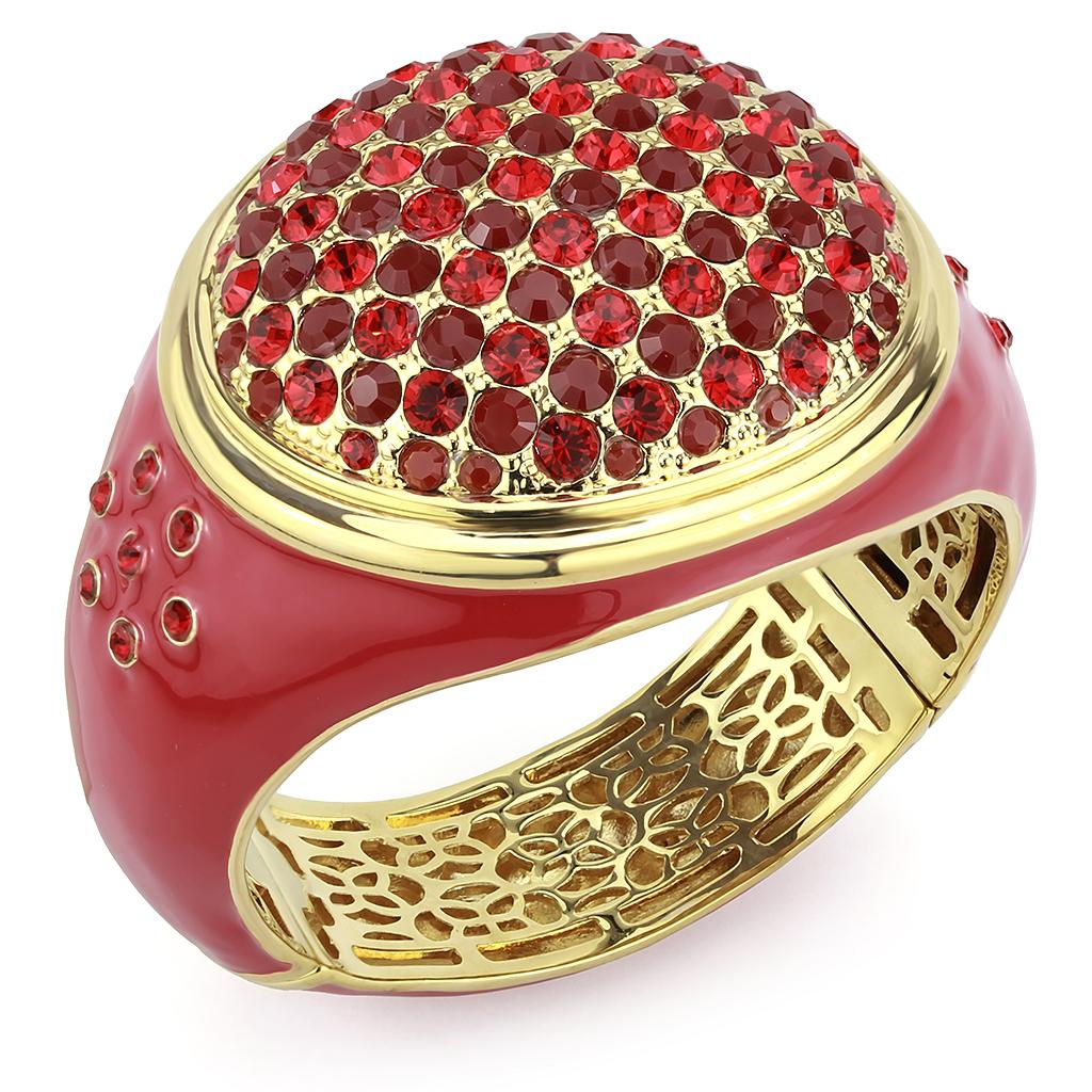 LO4351 - Gold Brass Bangle with Top Grade Crystal  in Multi Color-0