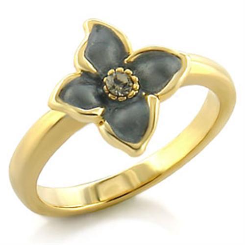 LO518 - Gold White Metal Ring with Top Grade Crystal  in Black Diamond-0
