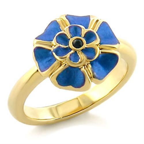 LO532 - Gold White Metal Ring with Top Grade Crystal  in Emerald-0
