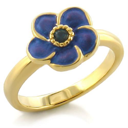 LO545 - Gold White Metal Ring with Top Grade Crystal  in Montana-0