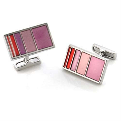 LO555 - Rhodium Brass Cufflink with No Stone-0