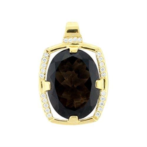 LOA373 - Gold 925 Sterling Silver Pendant with AAA Grade CZ  in Smoky Topaz-0