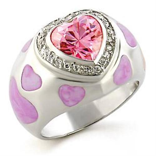 LOA517 - High-Polished 925 Sterling Silver Ring with AAA Grade CZ  in Rose-0