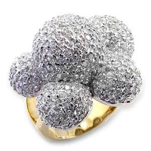 LOA573 - Gold+Rhodium Brass Ring with AAA Grade CZ  in Clear-0