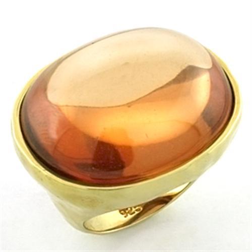 LOA651 - Gold 925 Sterling Silver Ring with AAA Grade CZ  in Orange-0