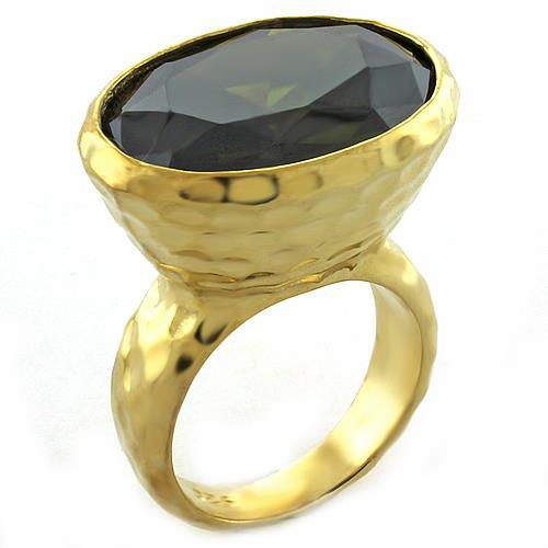 LOAS1011 - Gold 925 Sterling Silver Ring with AAA Grade CZ  in Peridot Alamode